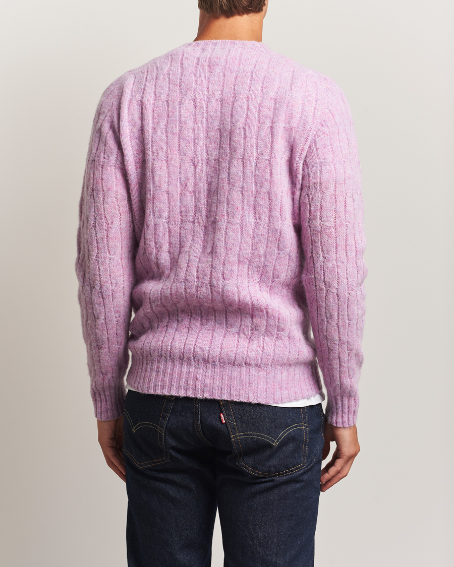 Harley Of Scotland Brushed Supersoft Lambswool Cable Sweetpea