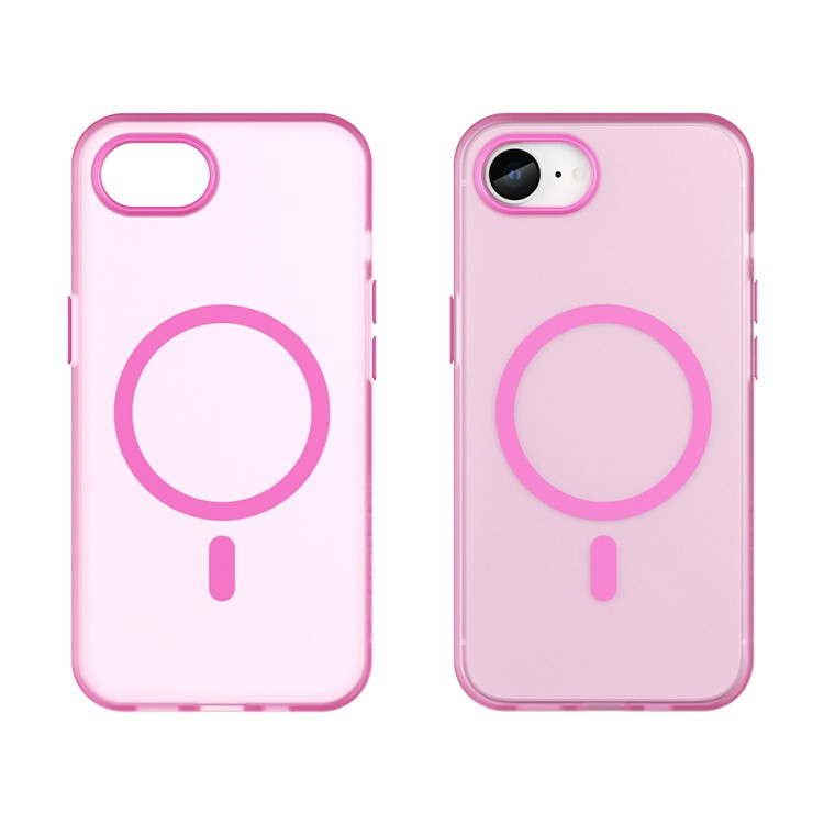 iPhone 16e MagSafe Hybrid Hülle TPU Bumper Slim Design Matt - Pink / Transparent