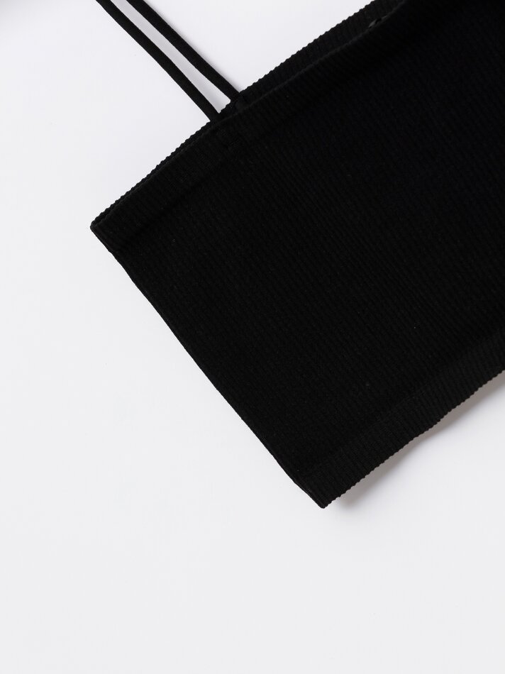 Top cropped sem costura - Preto