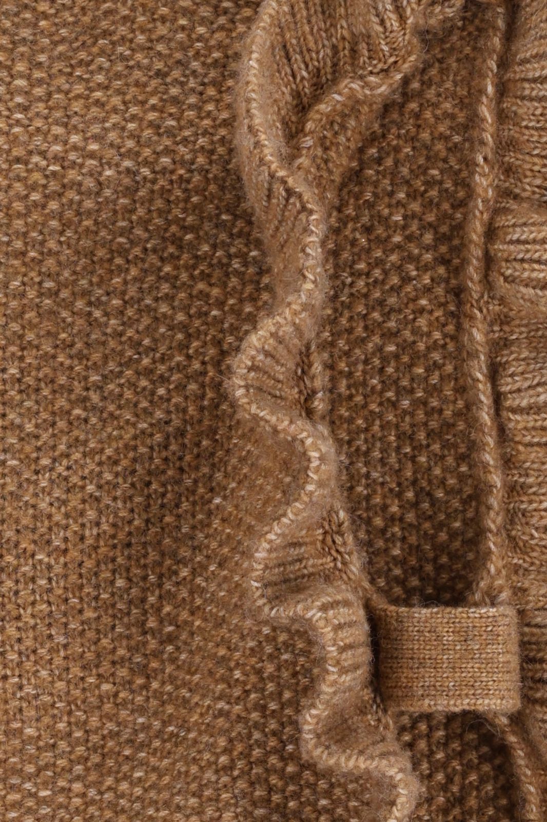 Bruine gebreide spencer met ruffles