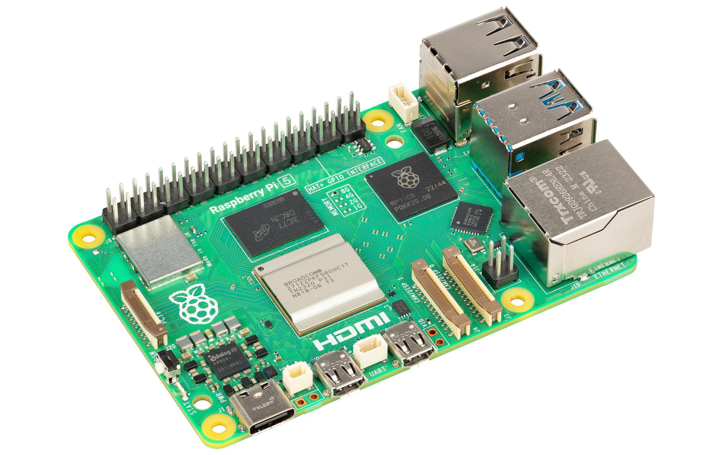 Entwicklerboard Raspberry Pi 5 16 GB<br>Vielseitiger Singleboard Computer mit Arm Cortex-A76 Quadcore Prozessor