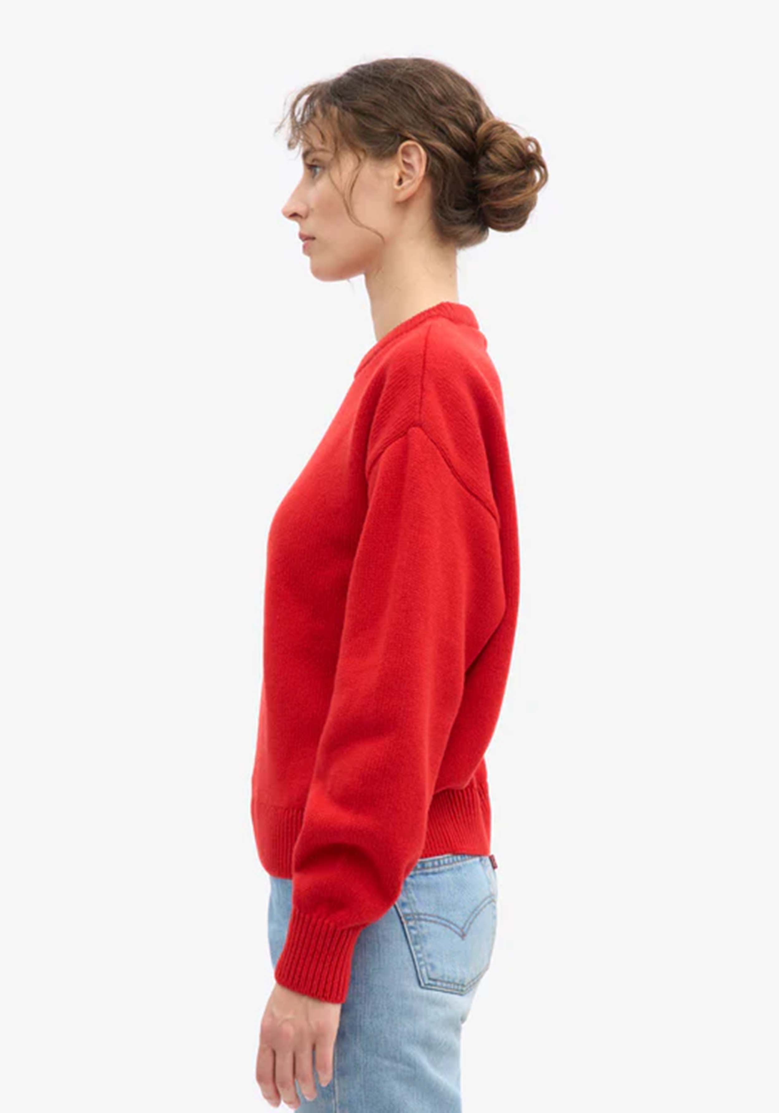 Colorful Standard Oversized Merino-Wollpullover Red Tangerine