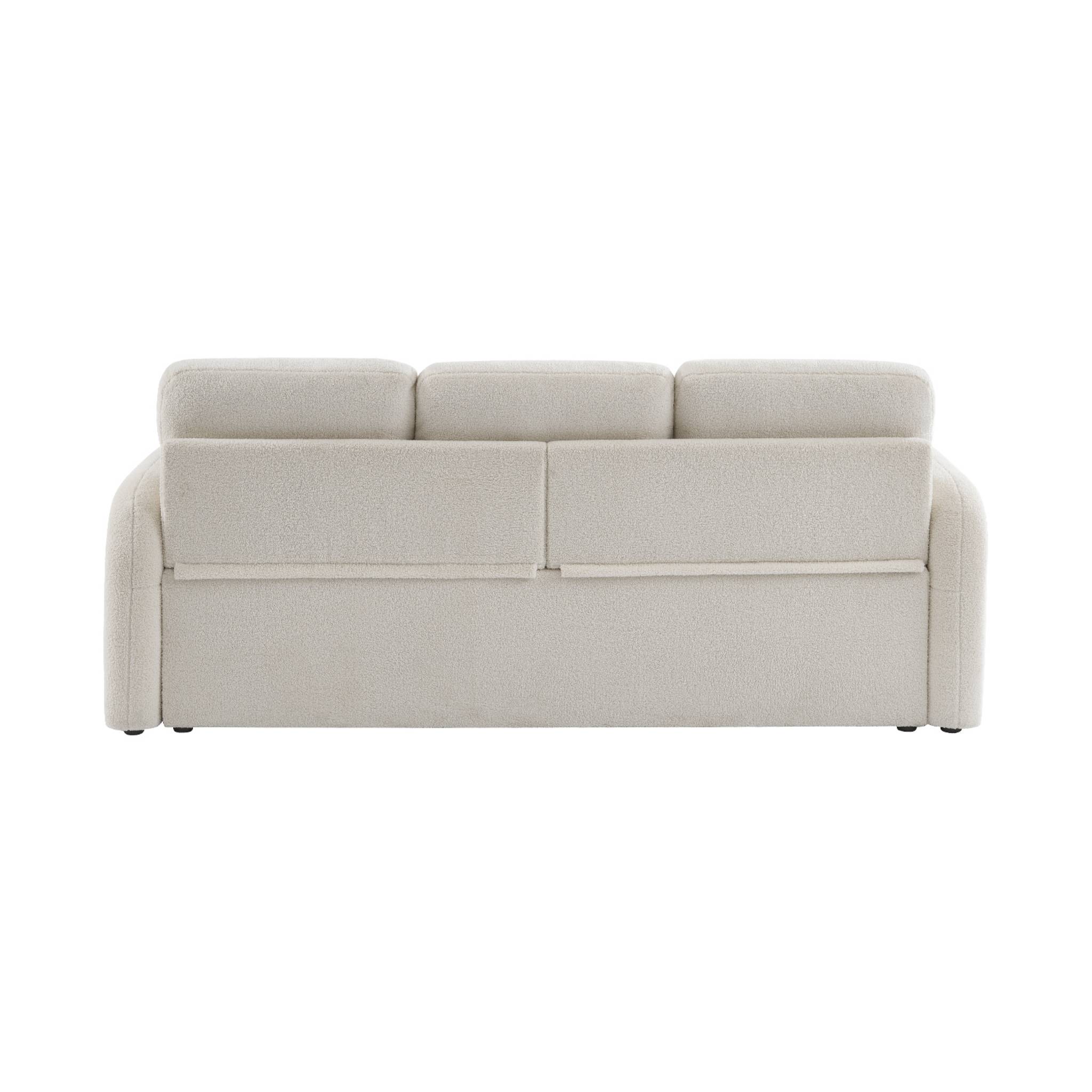 Canapé 3 places cosy rond. Tissu bouclettes blanches. Milano. L 210 x p 85 x h 85cm