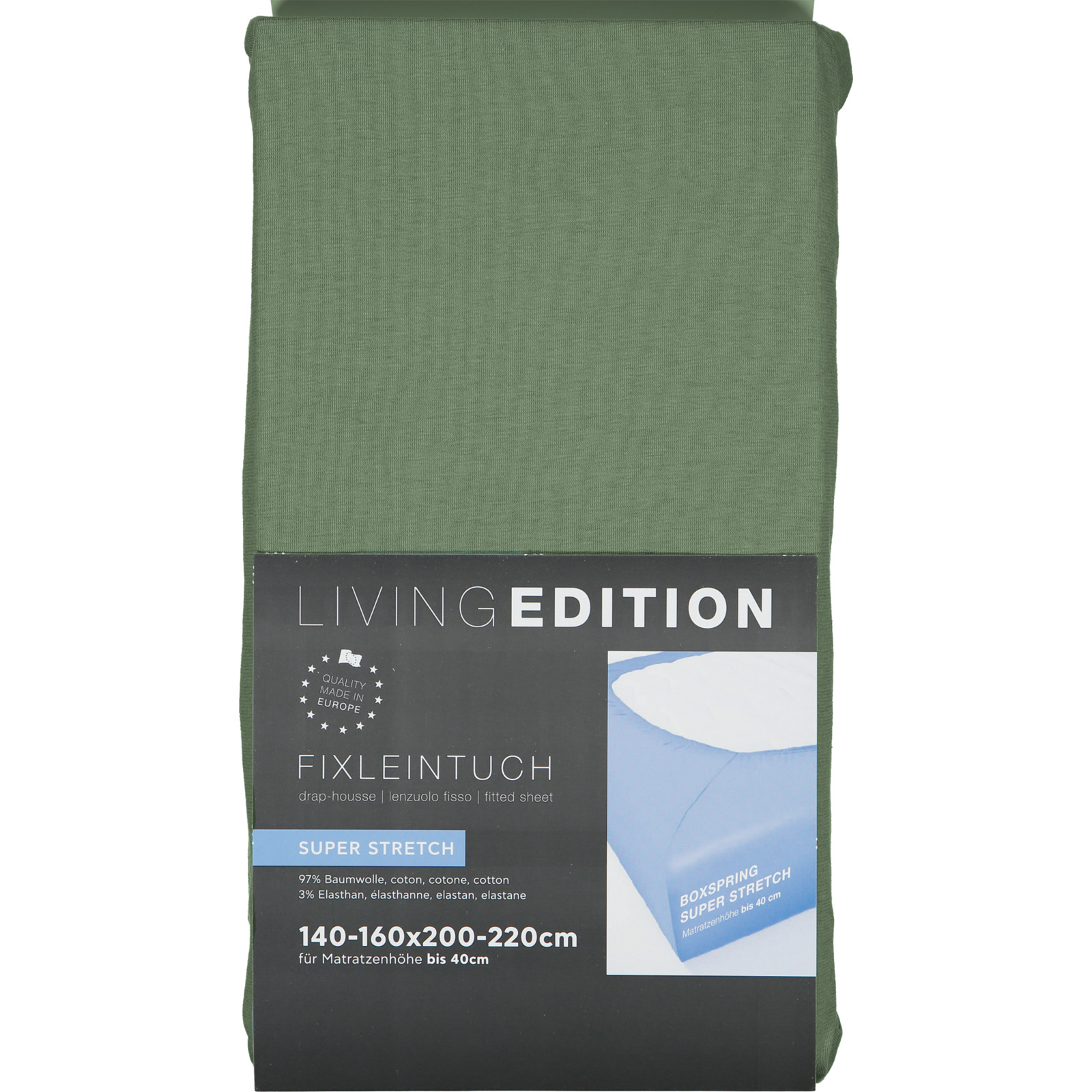 Living Edition Jersey-Fixleintuch für Boxspringbett 180x200, grau