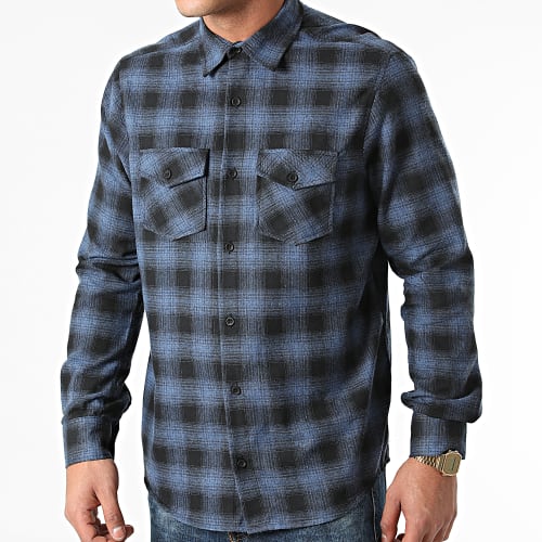 Chemise Manches Longues A Carreaux Quenette Bleu Noir