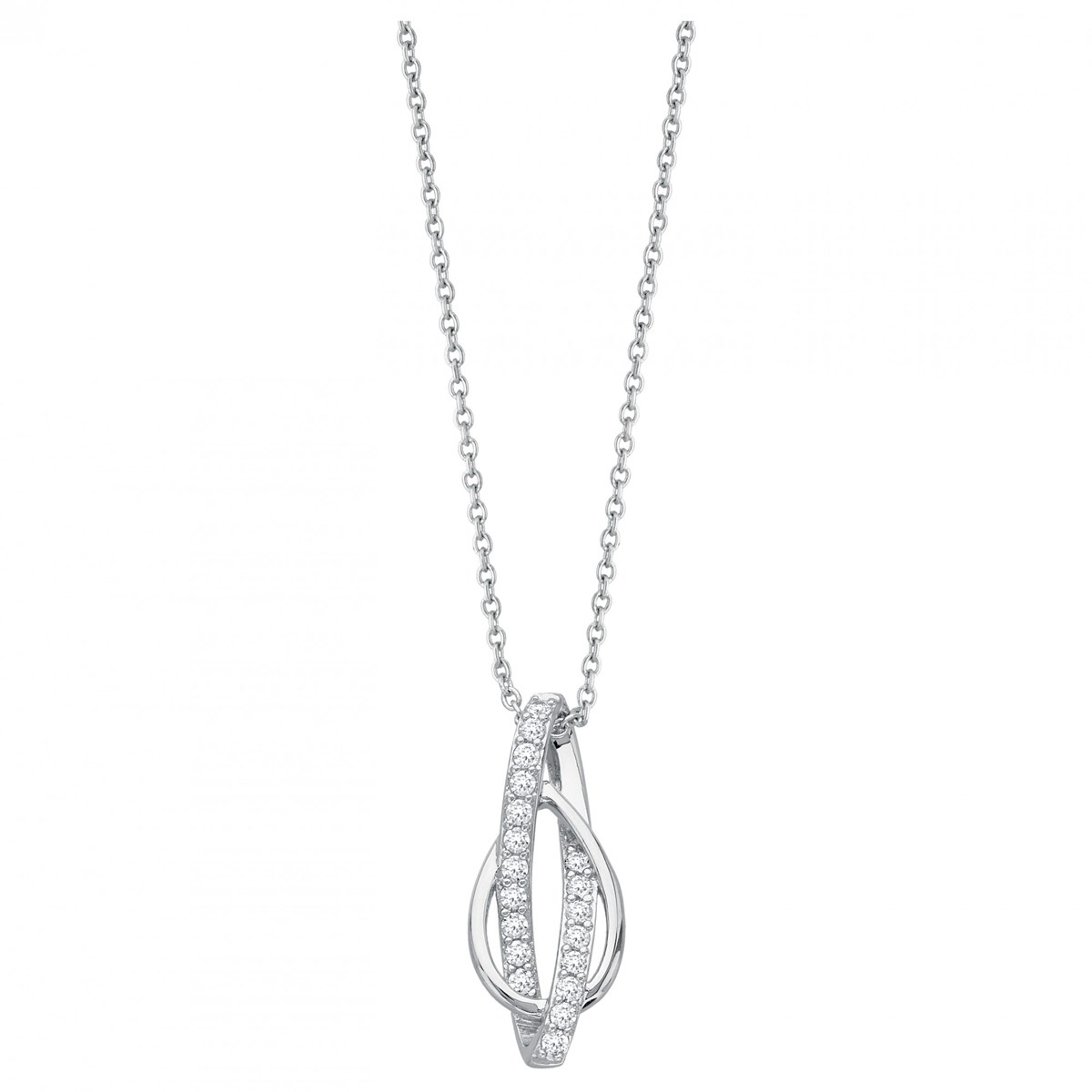 Collier mono-motif en Argent avec oxyde de zirconium blanc