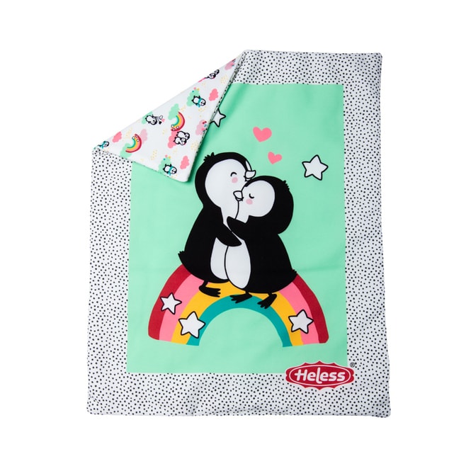 Puppenbettdecke und Kissen - Pinguin
