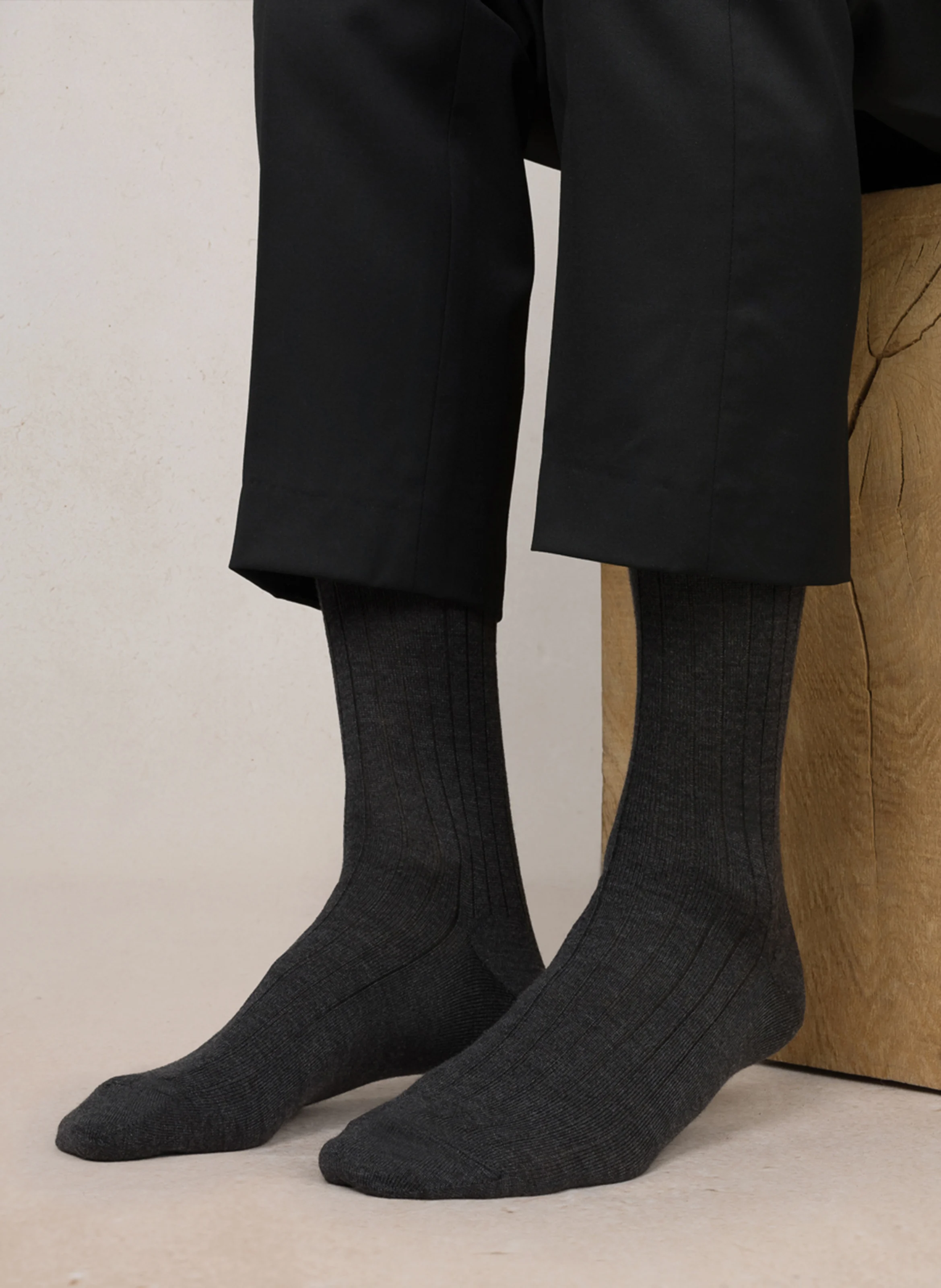 Chaussettes hautes en laine mélangée | Gris