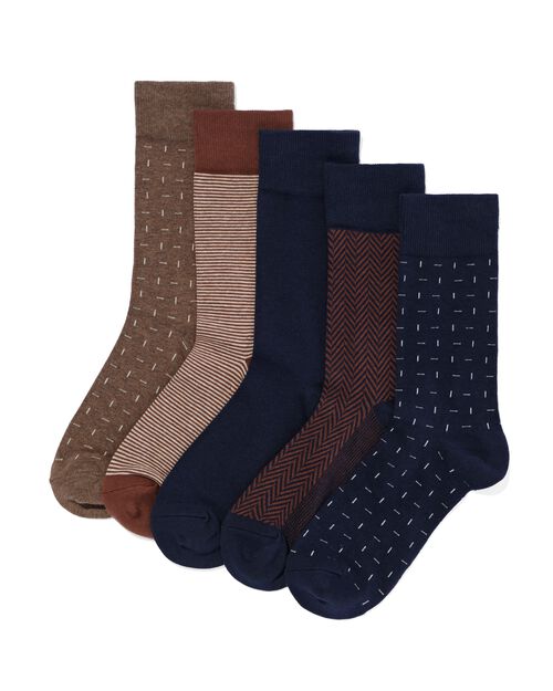 Lot de 5 paires de chaussettes imprimées pour hommes bleu foncé