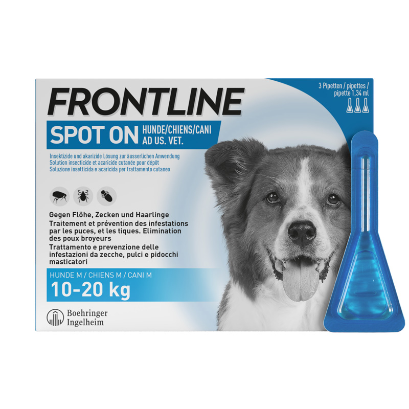 Frontline Spot On<br>3 × 1.34 ml, Lösung zur Anwendung auf der Haut, Hund M Liste D