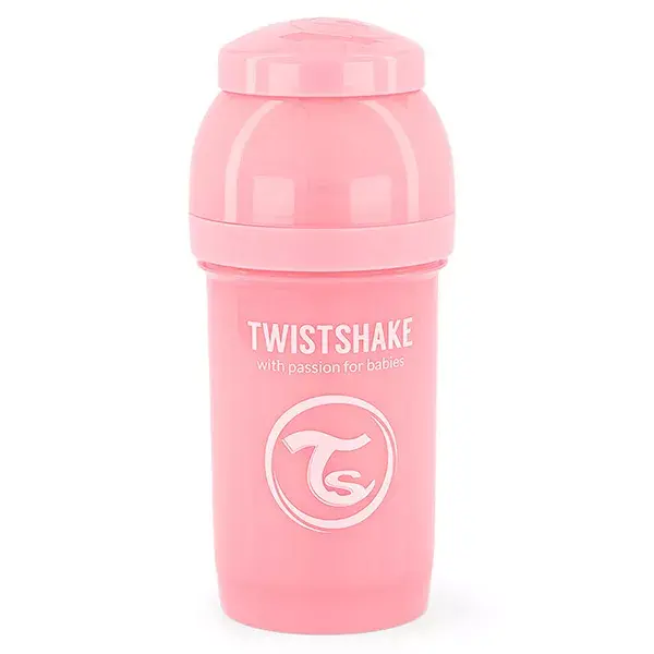 Mamadeira anticólica Twistshake rosa pastel +0m 180ml