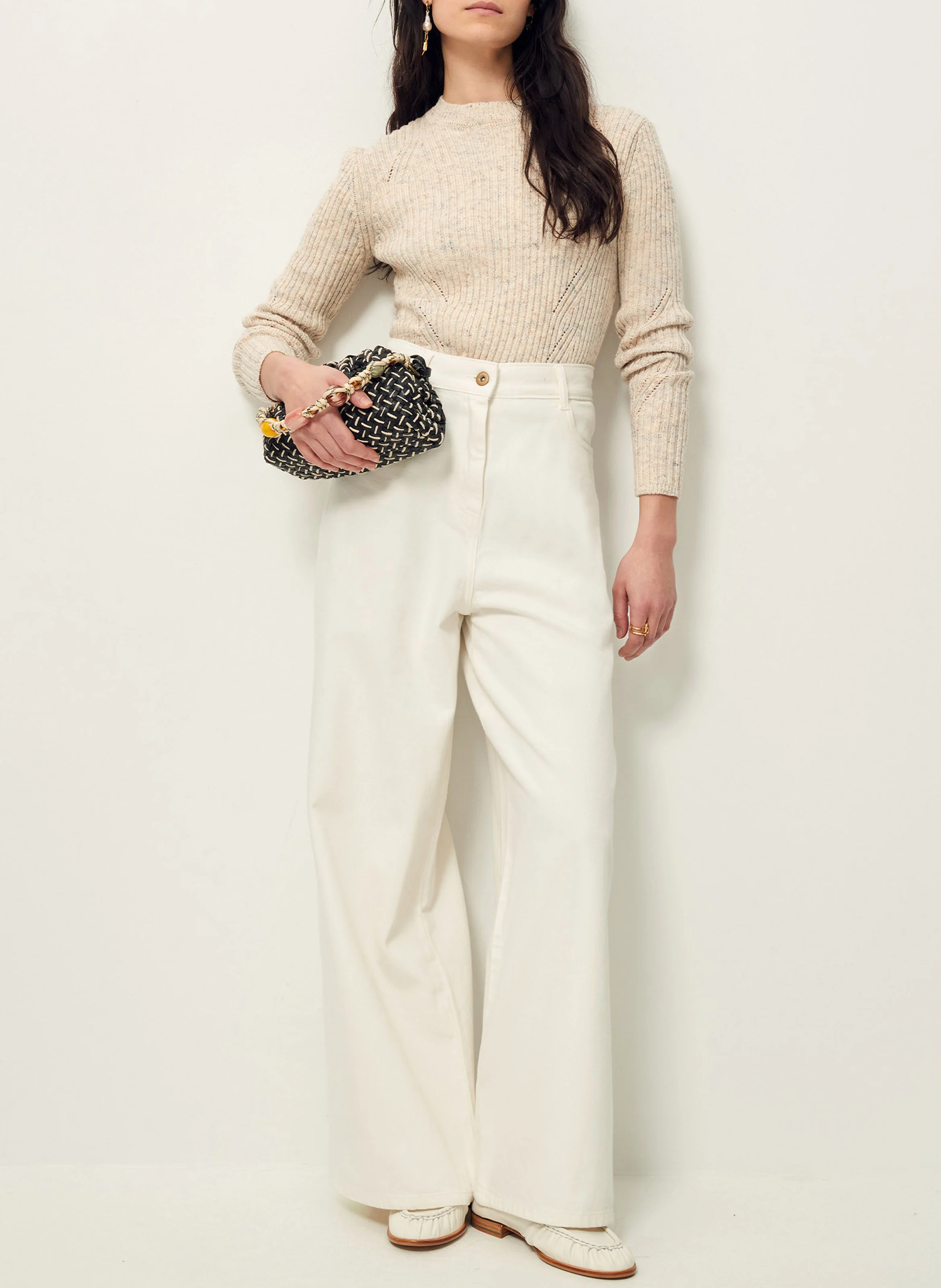 WASDALE - Pull col rond en coton mélangé | Beige
