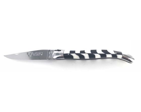 Laguiole 12 cm Franc-Maçon - Damier - Ebène & Os - 2 mitres Couteau de poche par Laguiole en Aubrac
