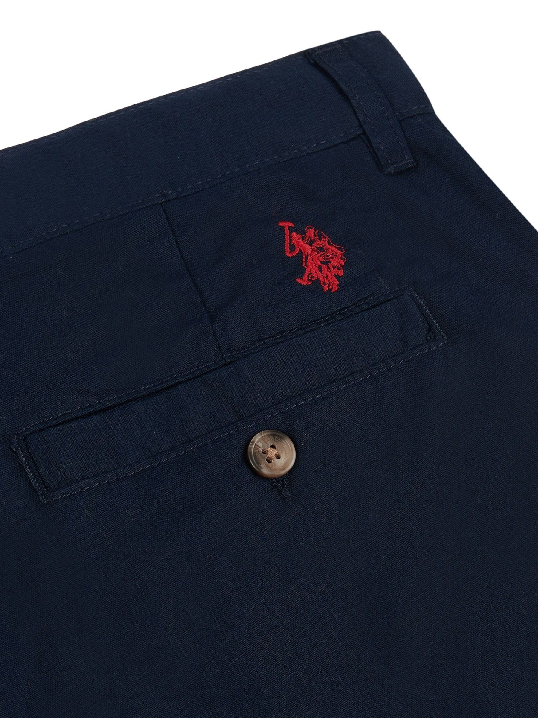 Blauw - U.s. Polo Assn. - Herenchino van linnenmix