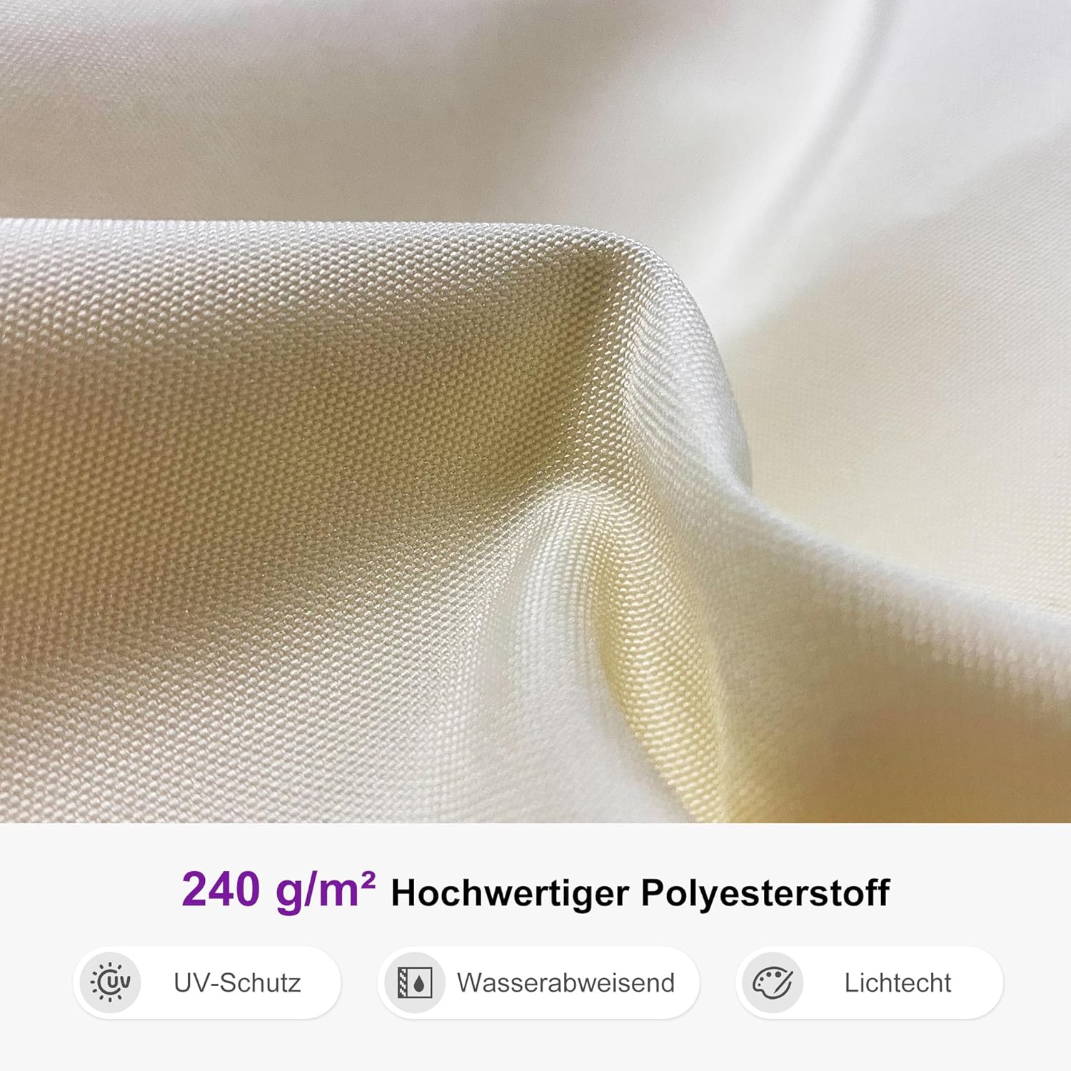 PURPLE LEAF Alu Holzoptik Ampelschirm Sonnenschirm Ø 330 cm Drehbar Gartenschirm Groß 360°Drehbar mit Kurbel Doppeldach, XXL, Cream