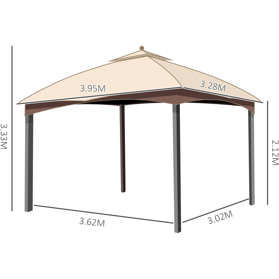 Outsunny Pavillon mit Doppeldach braun