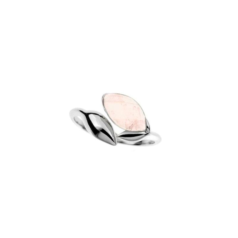 BAGUE QUARTZ ROSE ARGENT RHODIE
