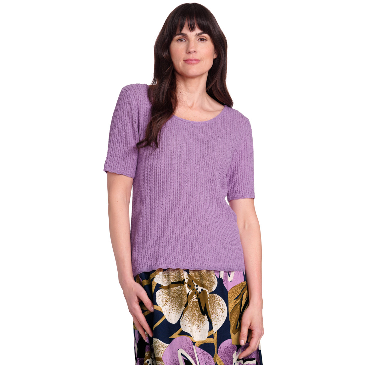 Gina Benotti Damen Shirt mit Strukturmuster helllila