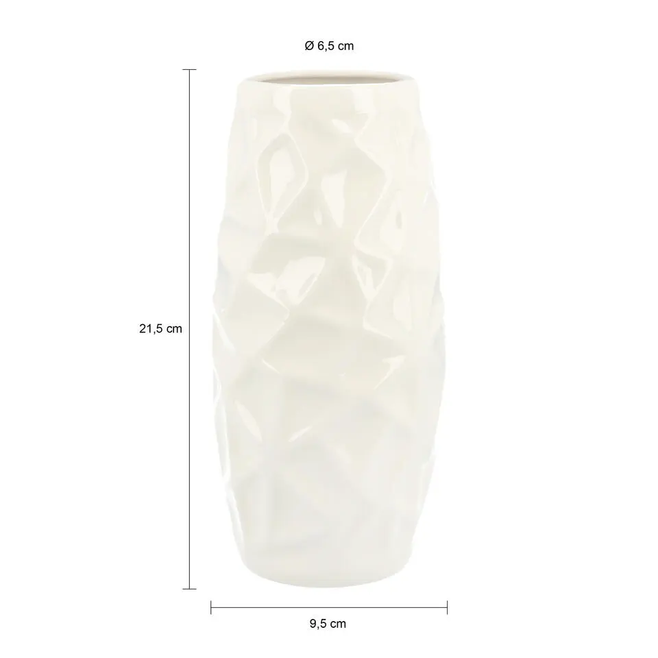 QUVIO Vaas met patroon - Keramiek - 21,5 x 9,5 cm - Wit