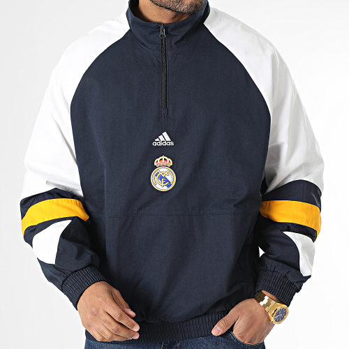 Sweat Col Zippé Real Madrid Icon HT6455 Bleu Marine Blanc