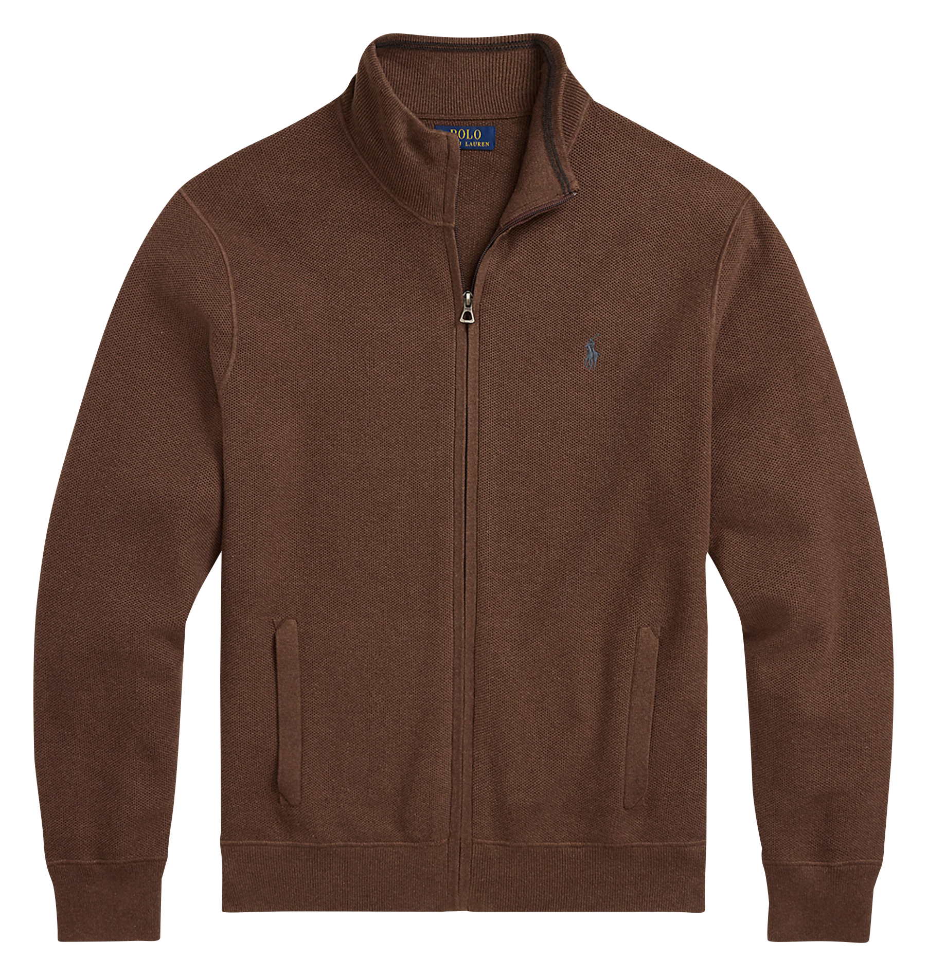 Pull regular col zippé en coton | Marron