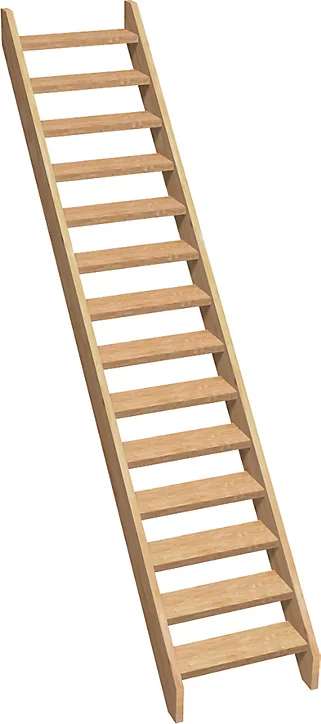 Escalier droit bois Normandie l.74,5 cm 14 marches sapin Kordo