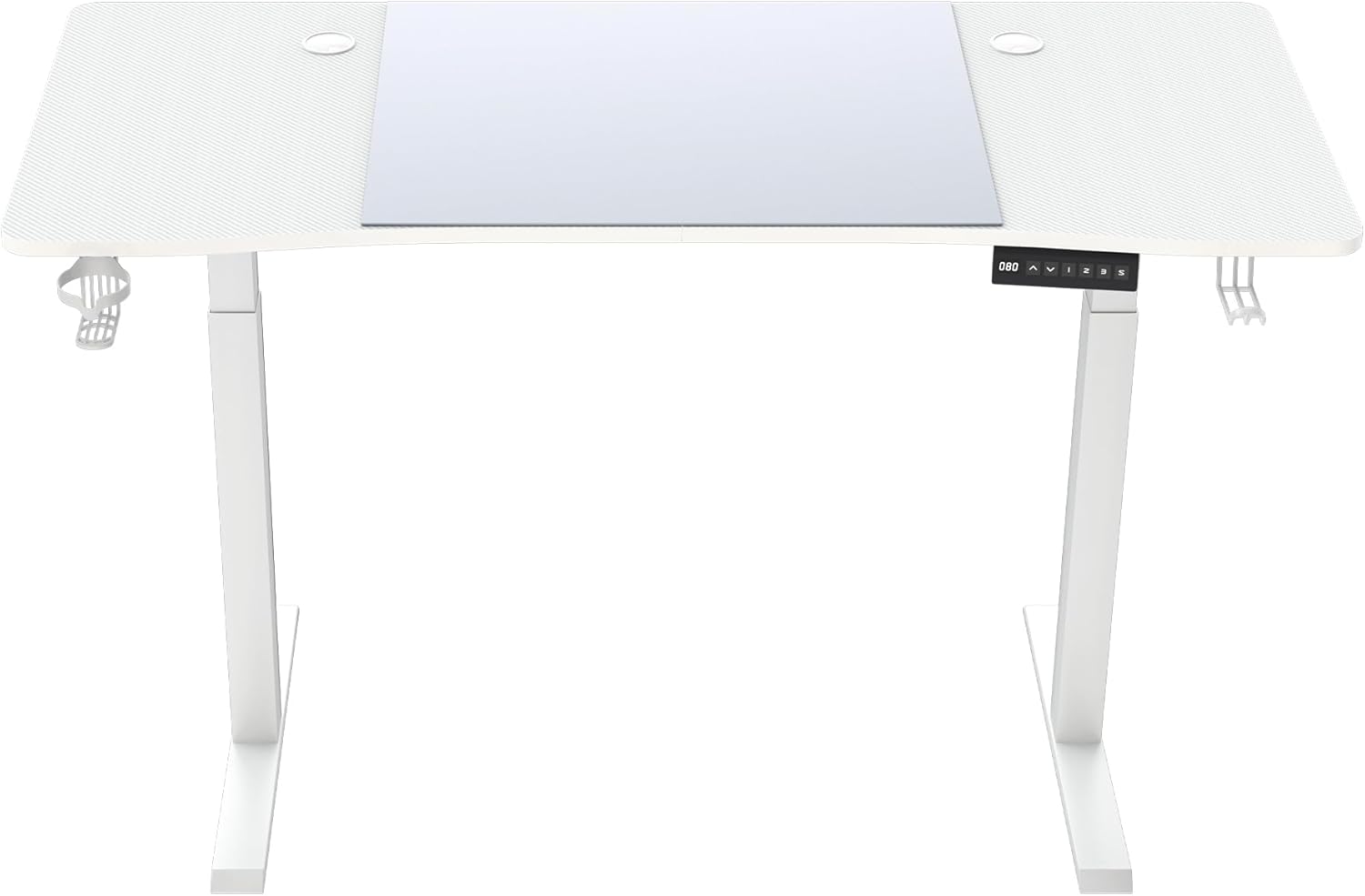 YUENFONG 120x60cm Höhenverstellbarer Schreibtisch Elektrisch mit Typ-C Ladeanschluss, 3 Höhen Memory-Funktion, Computertisch Mobiler mit Kopfhörerhaken und Getränkehalter, Weiß