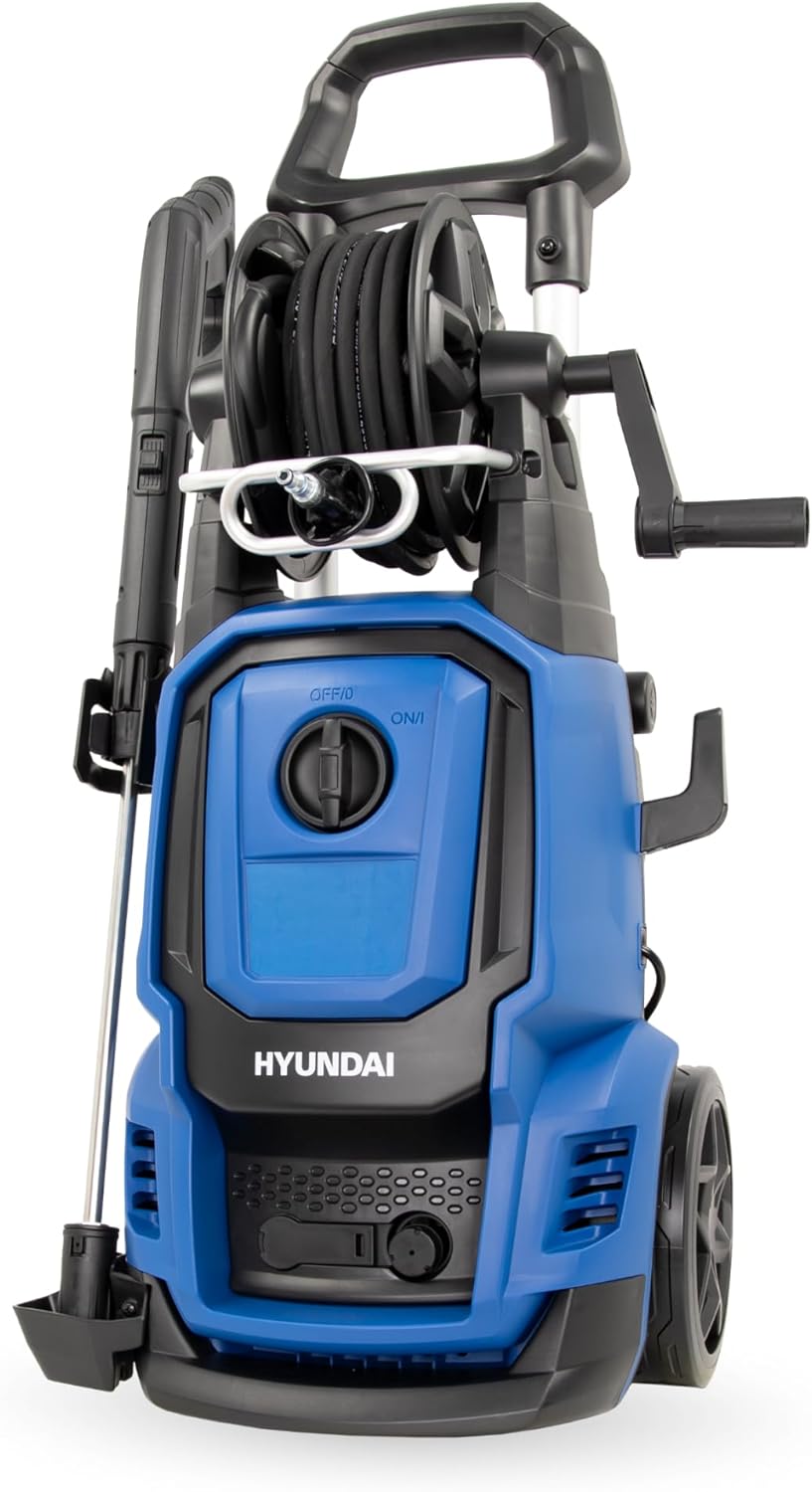 HYUNDAI Hochdruckreiniger HPW2000CE, max. 160 bar - 450 l/h, 2000 W, verdreh-sicherer 10m Schlauch, Edelstahl-Lanze mit Verstellbarer Düse, rotierende Turbodüse, Seifenflasche