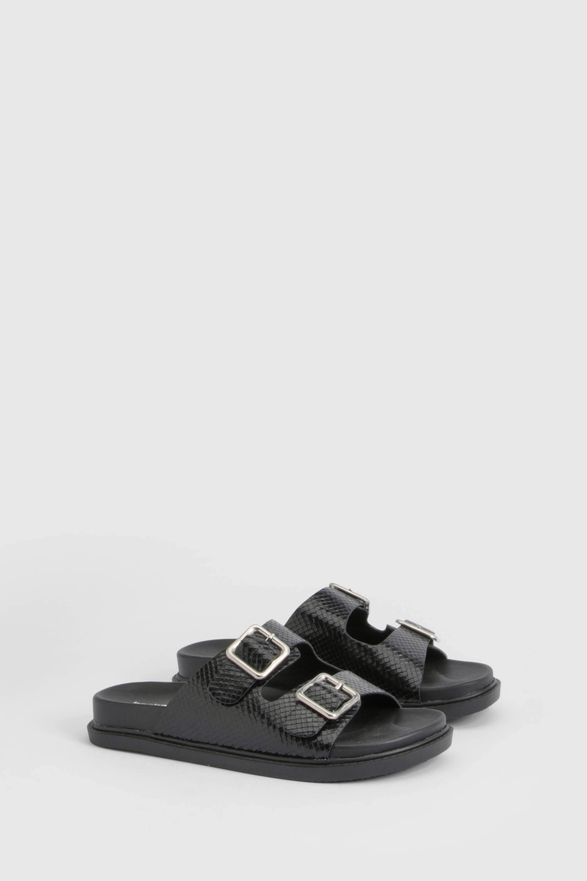 boohoo Sandales Plateformes À Double Bride Avec Détail Boucle
