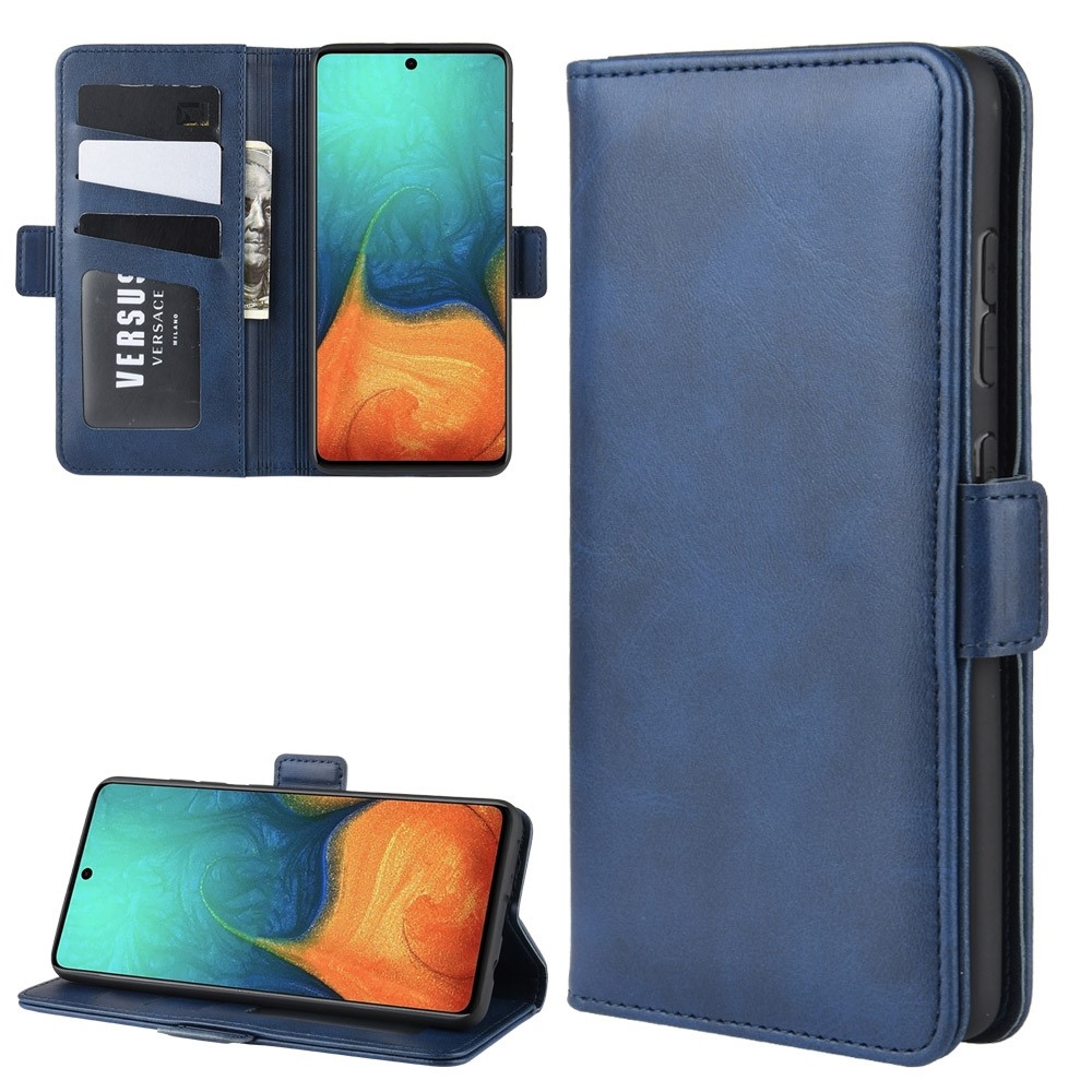 Samsung Galaxy A71 Leder Tasche Kartenfach Smart Magnetverschluss - Blau