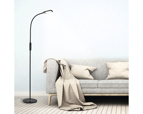 LED vloerlamp, dimbaar, CCT 700 lm, 3000-6500 KH, 140 cm, zwart, met afstandsbediening