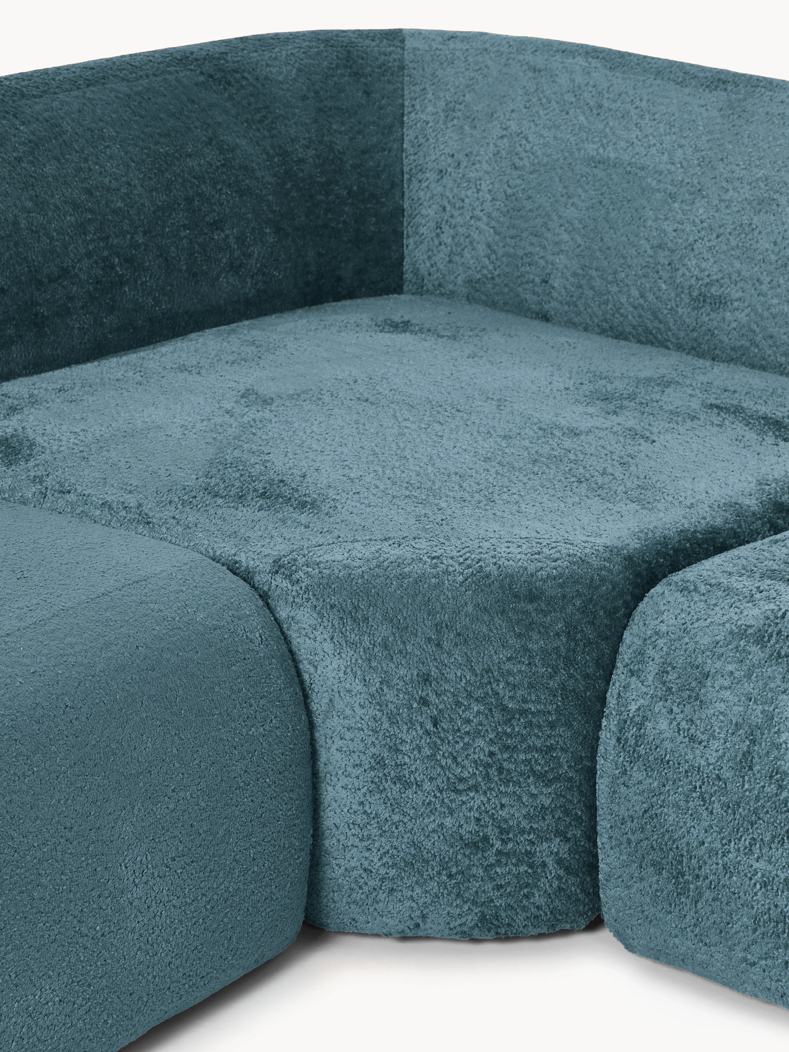 XL modulaire teddy bouclé hoekbank Wolke (4-zits) met chaise longue