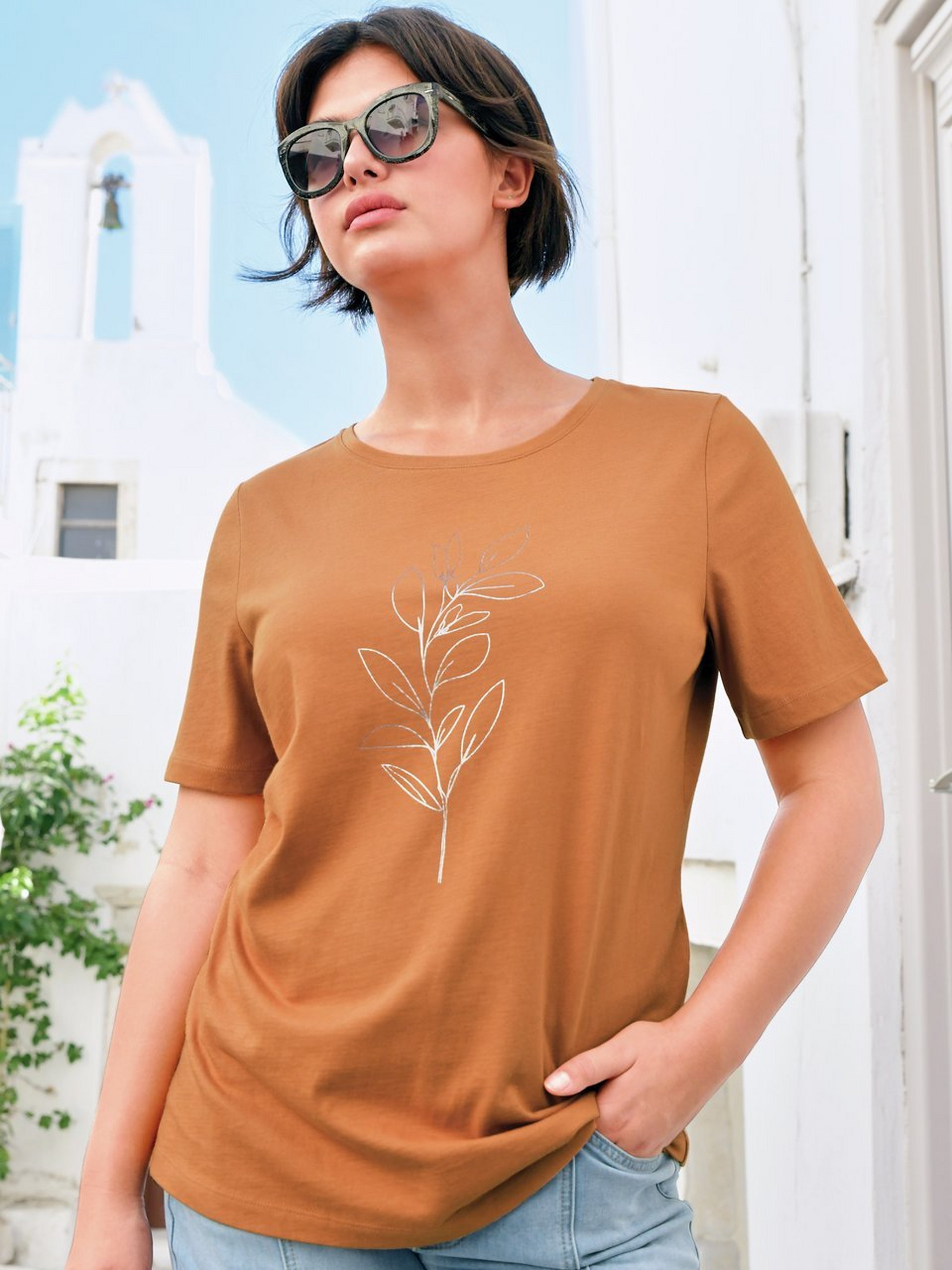 Rundhals-Shirt mit 1/2-Arm