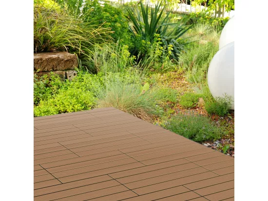 Carreaux WPC aspect bois 60x30cm 3 m² dalles de sol teck terrasse patio balcon