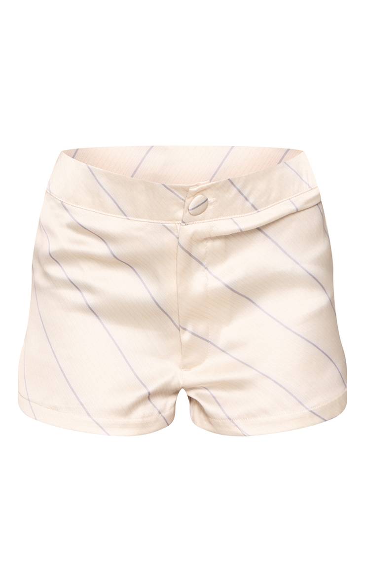 Jaune Short Court Tailleur À Rayures Satinées Coordonné