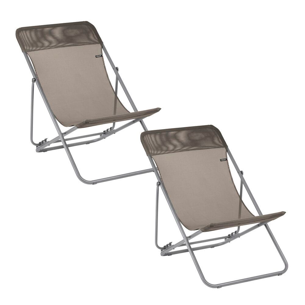 Set aus 2 klappbaren Liegestühlen Maxi Transat Batyline® Iso Graphite