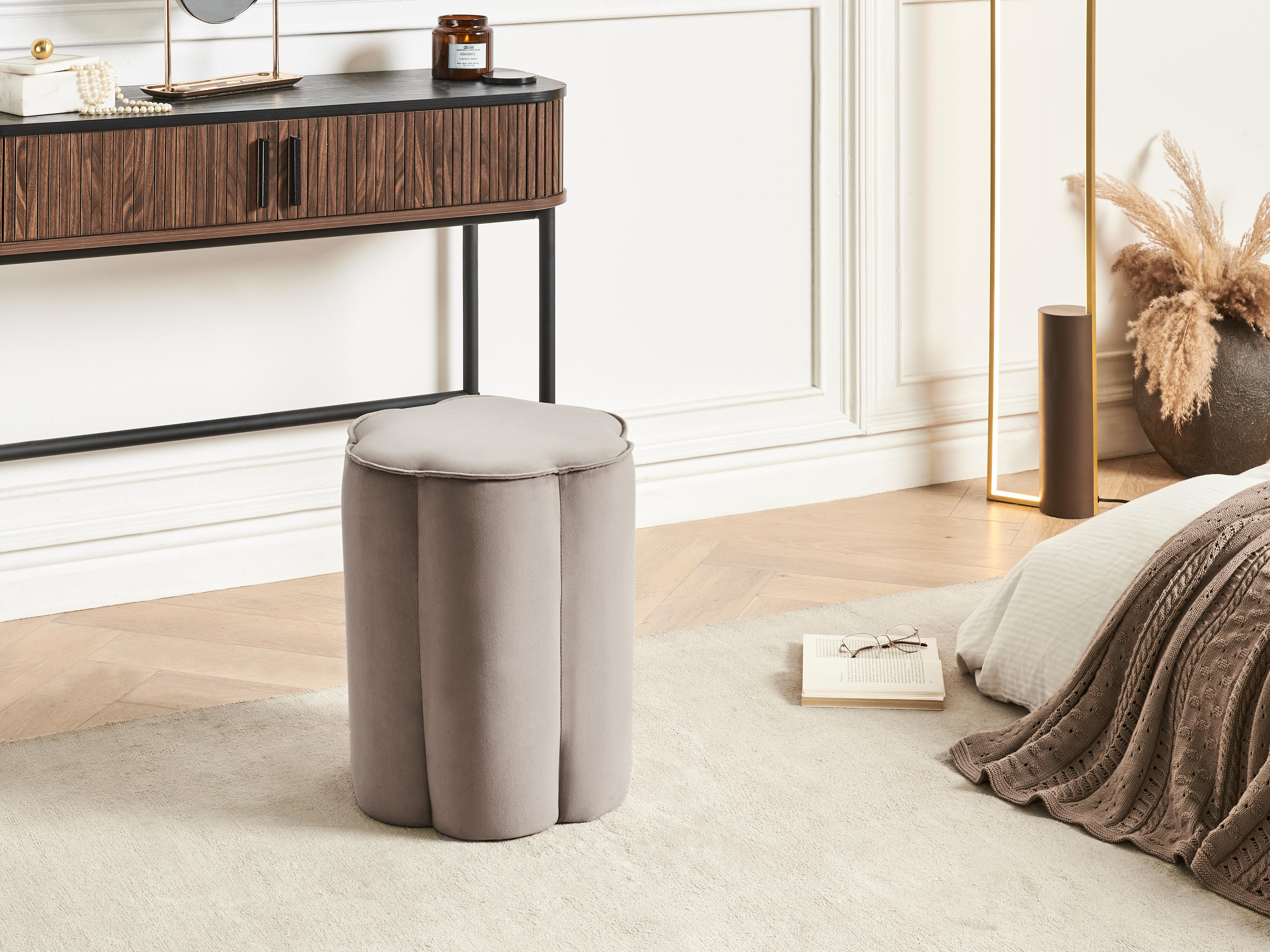 Poef TAPPEN Fluweel Taupe