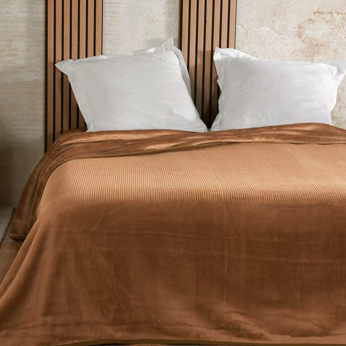 Couvre lit velours (240 x 260 cm) Gaufré Marron