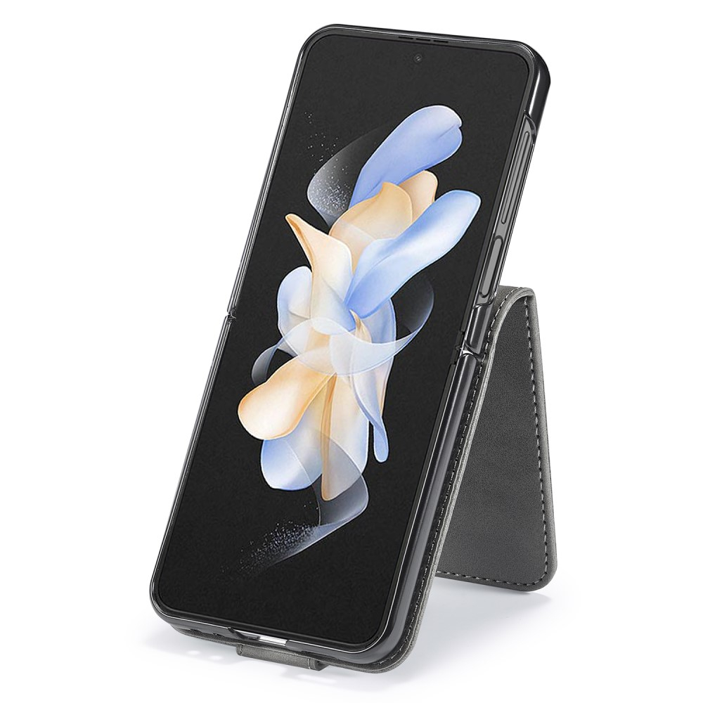Samsung Galaxy Z Flip7 FE / Z Flip6 Vintage Leder Tasche Flip Cover Fashion Design - Grau