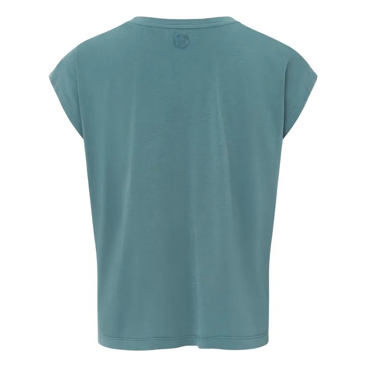 SMALLABLE BASICS T-Shirt Plissé Femme Coton Bio | Bleu Vert