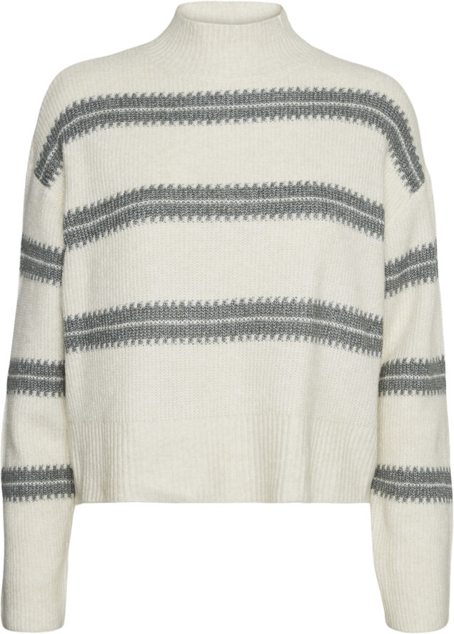 Vero Moda VMDAZZLE LS HIGHNECK PULLOVER GA BO Birch/w. balsam green