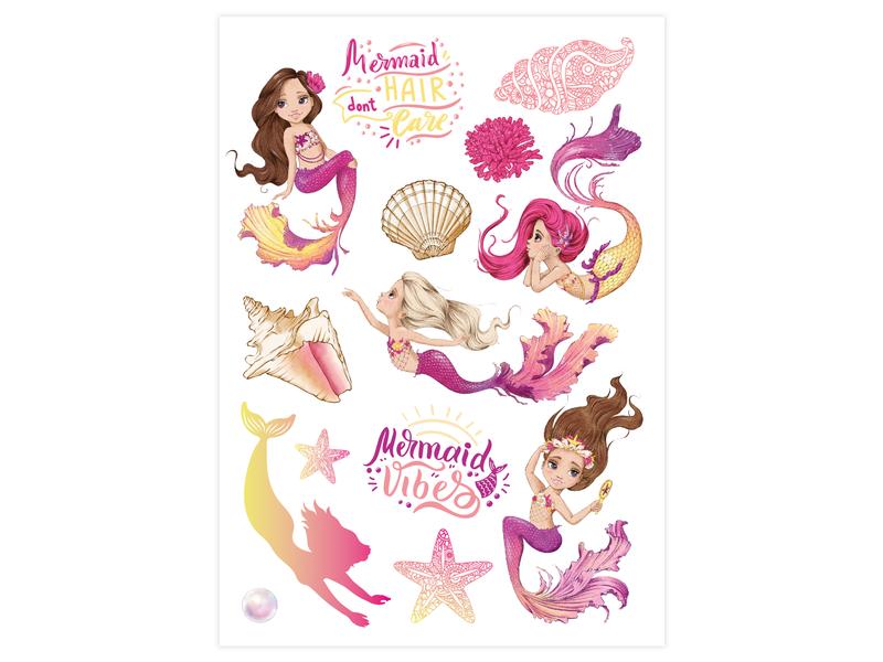 Papierdrachen Tattoo Set Metallic – Meerjungfrauen 6 Bögen