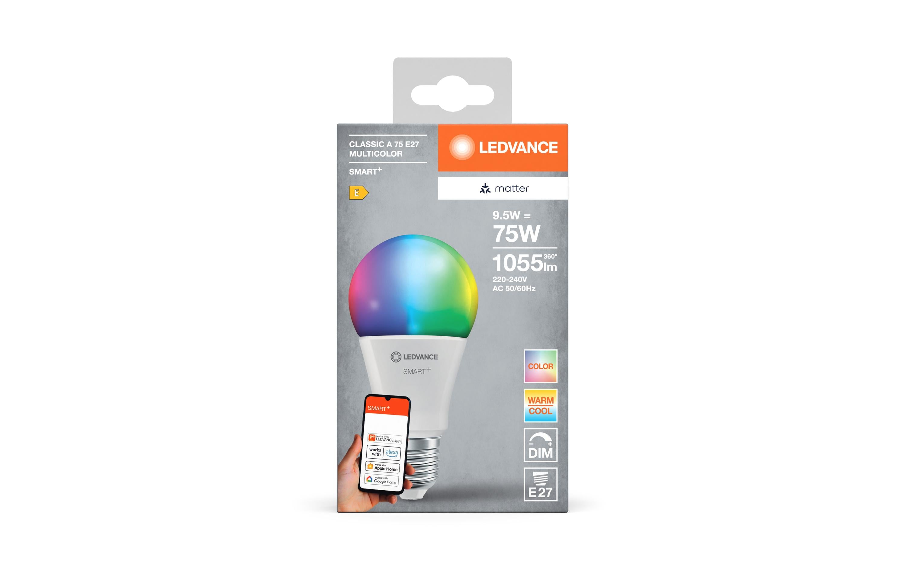 SMART+ Matter Classic A75 Multicolor 9.5W 827-865 E27Klassische Kolbenform mit Matter technologie