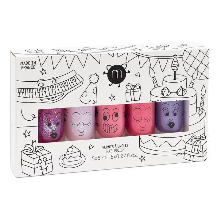 Nailmatic Kids Coffret 5 vernis Party - Sheepy, Polly, Cookie, Kitty, Piglou