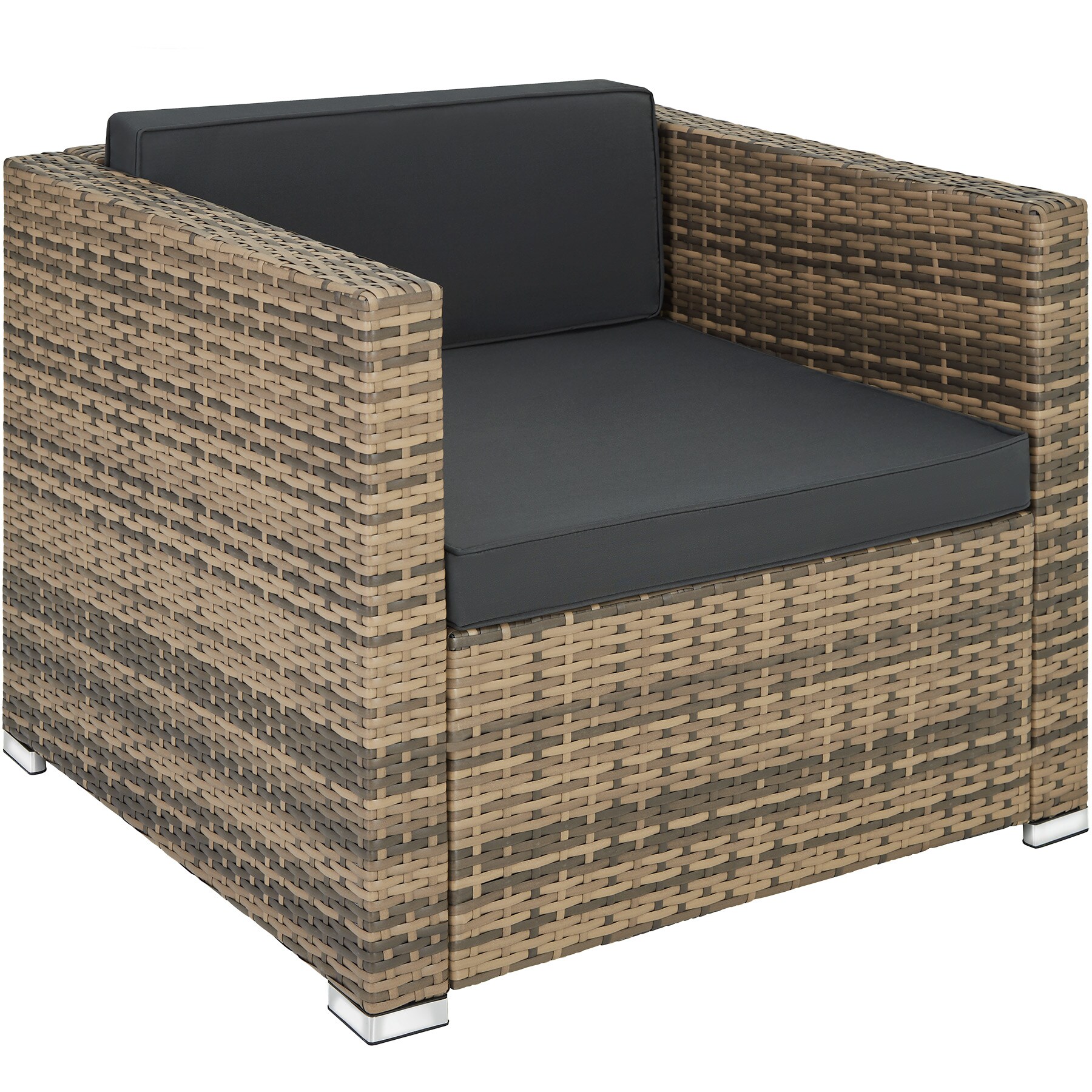 tectake® Rattan Lounge, für 5 Personen, Dicke der Polster 8 cm, inklusive großer Aufbewahrungsbox