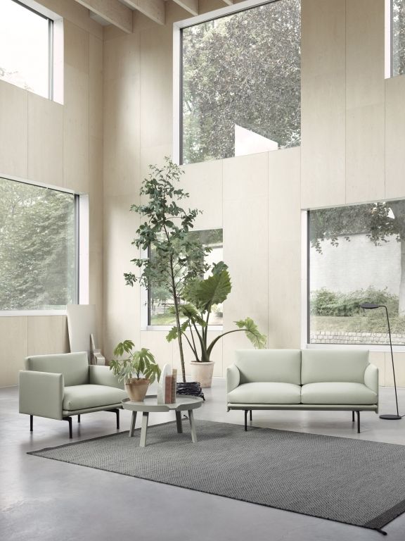 Muuto Outline Studio bank tweezitter grijs, stofsoort Fiord