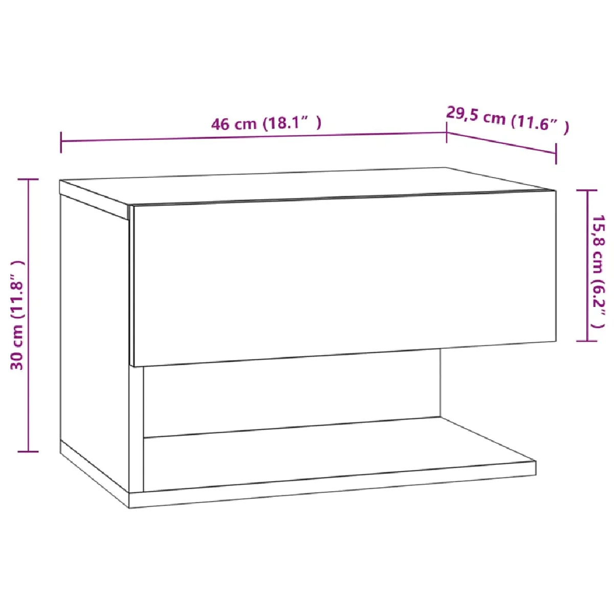vidaXL Table de Chevet Murale Blanche