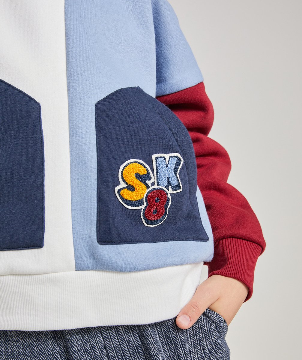 SWEAT À CAPUCHE GARÇON EN FIBRES RECYCLÉES COLORBLOCK VERTICAL