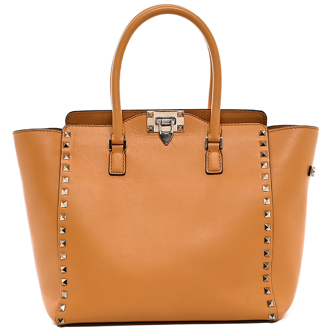 Valentino Sac cabas Rockstud en Cuir orange - Très bon état - L.26 cm