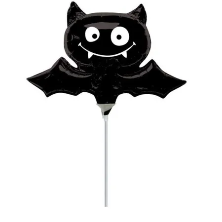 amscan Folienballon am Stab Fledermaus, 23 cm